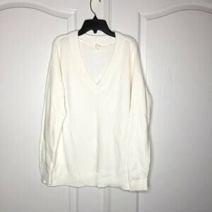Caslon NWT V-Neck Cozy White Long Sleeve Sweater NEW womens large